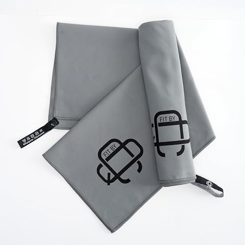 Generisch Fit by QC Handtuch -ideal als Sporthandtuch, Fitnesshandtuch, Gymhandtuch-Reisehandtuch, Strandtuch, Handtücher 2er Set(60x40+120x60cm) - kompakt-schnelltrocknend und leicht.