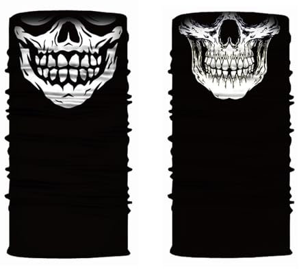 Yuannee Unisex Multifunctional Headband,2 PCS Skull Face Mask Ghost Skull Mask Skull Balaclava Skeleton Mask Tube Scarf Mask Face Scarf Half Mask for Moto Sports Running Halloween