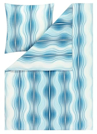 Estella Mako Interlock Jersey Bettwäsche Marisol Cyan 1 Bettbezug 135 x 200 cm + 1 Kissenbezug 80 x 80 cm