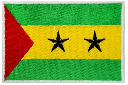 Sao Tome & Principe Länderflagge Patch zum Aufbügeln oder Aufnähen, bestickt, zum Aufbügeln oder Aufnähen