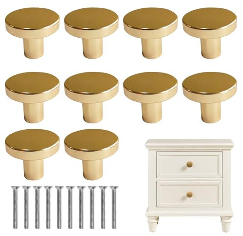 EVNFTUU 10Pcs Gold Door Knobs,Gold Drawer Knobs for Cupboards, Wardrobe, Closet, Kitchen, Home Decorating