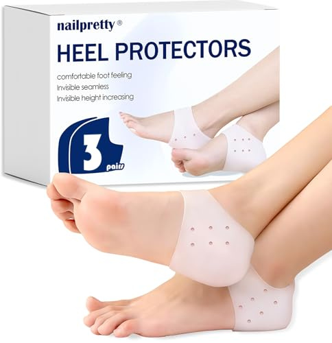 3 Paia Proteggi Cuscinetti per Tallone, in Silicone, morbida e confortevole, unisex Traspiranti Idratante Tacco Calze, alleggerisce la pressione plantare, Per Uomo e Donna