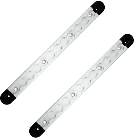 2 binari aerei in alluminio da 30 cm con tappi terminali – fissaggio del carico per camion, camper e rimorchi | Barra di ancoraggio angolare anodizzata | forata con occhielli di fissaggio