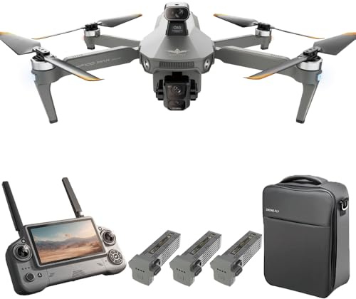 Teeggi KF100 MAX Drohne mit Kamera 4K für Erwachsene, 6km Kontrollabstand, 5,5 Zoll Display Fernbedienung, 3-Achsen Gimbal, 360° Hindernis Vermeidung, Professioneller Drohne RC Quadcopter, 3 Batterien