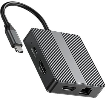 AOOOWER Estación de acoplamiento de aluminio USB C con HDTV 4K 60Hz 2xUSB 3.2 USB C 1000Mbps RJ45 para tableta/portátil/teléfono estación de acoplamiento de aluminio