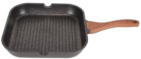 Haofy Poêle à Frire Carrée Compatible avec Induction en Aluminium de 3,1 Cm de Profondeur avec Répartition Uniforme de la Chaleur, de Cuisson Antiadhésive pour Steak à la Maison, Camping-car, (S)