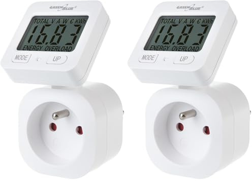 GreenBlue GB615 Compteur d'énergie wattmètre 16A max. 3680W mémoire secondaire (prise E française) (Lot de 2)