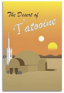 MEQKTQIMA Sci-Fi-Reise-Retro-Star-Wars-Tatooine-Wüste, dekoratives Gemälde, Leinwand, Wandposter und moderne Familienschlafzimmer-Dekoration, 60 x 90 cm