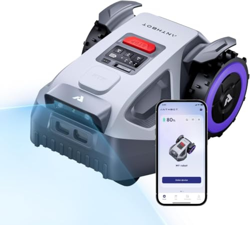 ANTHBOT M5 Rasenmäher Roboter ohne Begrenzungsdraht, RTK-Navigation mit Dual-Vision, KI-Hindernisvermeidung, Mähroboter mit App-Steuerung, 45% Steigung, für mittelgroße bis große Gärten