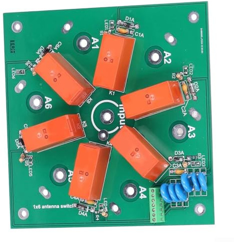 6-Way SO-239 Remote Coaxial Antenna Switch Module, HF 1.8 MHz to 60 MHz RF Selector for Amateur Radio, Industrial-Grade 6:1 Switching Design with Low-Loss