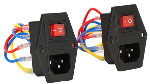 Cocoarm Wippschalter-Steckdose, ABS-Material, 10-A-Sicherung und 6 A 250 V Wechselstrom für 3D-Drucker, Haushaltsgeräte und Heimwerkerprojekte