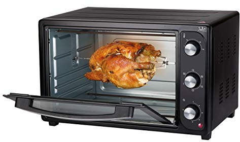 Jata HN945 Horno Eléctrico de Sobremesa, 2000 W, Capacidad 45 litros, Función Grill Rotisserie Convencción, Temporizador, Termostato Regulable, Incluye Parrilla, Medidas Externas 56 x 37 x 35,5 cm