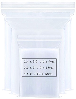 Sachets Refermables 3 Tailles 300 Pièces - Plastiques Zip 6x9/9x13/10x15cm - Transparents pour Rangement de Bijoux, Aliments, Artisanat, Minéraux, Vitamines