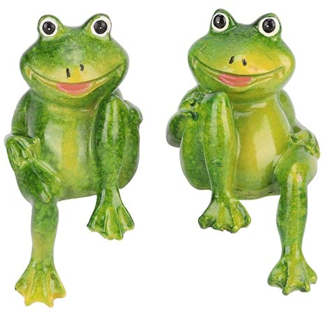 Jeffergarden 2 unids Resina Verde Ranas Estatua Encantadora Escultura de Decoración de Jardín Al Aire Libre Interior para el Hogar Escritorio Jardín Patio Patio de césped