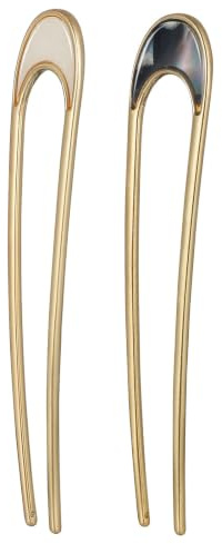 Lurrose 2pcs U Shaped Haar-Stock Retro Metal Hair Fork Stilvolle Haarschmuck für Frauen (Farbe Sortiert Shell)