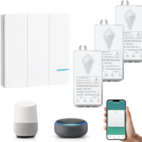 nineleaf WLAN-Lichtschalter (1 x 3-Gang-Schalter und 3 x WLAN-Empfänger)