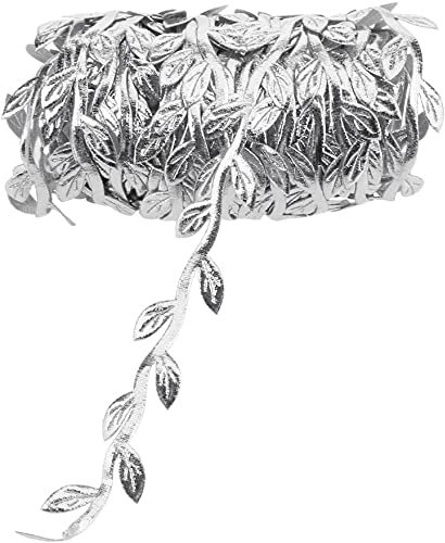 10m Artificial Leaf String Flowers Vine Wall Hanging Silk Flower Garland Wedding Party Decoration Wreath Decorative DIY Craft (Silver)