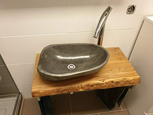 Waschtischplatte Eiche massiv Baumkante geölt Holz Aufsatzwaschtisch (50 x 30 cm)