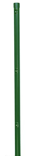 Metall Zaunpfosten Ø 34 mm – 170 cm – Moosgrün RAL 6005 – Pfosten für Maschendrahtzaun bis 150 cm – inkl. 3 Spanndrahthalter & Kappe – pulverbeschichtet