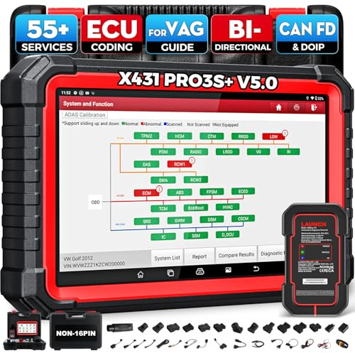 Launch X431 PRO3S+ V5.0 OBD2 Diagnosegerät OE-Level voll System Scanner mit ECU Codierung, Bidirektionaler Steuerung, FCA Diagnosegerät Auto mit 55+ Reset Service,ABS, Öl, EPB, DPF, BMS, SAS usw