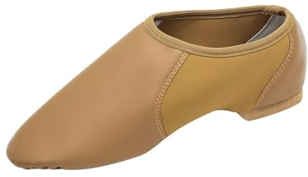 Asyusyu Chaussures de jazz pour femmes à enfiler avec semelle fendue en PU pour adultes, hommes, grands enfants, marron, 39/40 EU