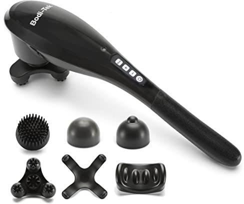Bodi-Tek Deep Tissue Cordless Percussion Massager – Handheld Rechargeable Muscle Massage Gun with 6 Heads & 5 Speeds & 90-Min Runtime – for Back, Neck, Legs, Arms & Full Body Muscle Recovery