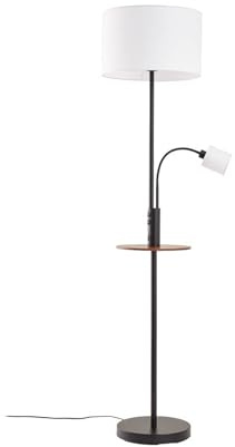 Lindby Stehlampe Aovanmit USB Anschluss (Modern) in Schwarz aus Metall (1 flammig, E27) - Textil Stehleuchte Floor Lamp Standleuchte Wohnzimmerlampe Wohnzimmerleuchte