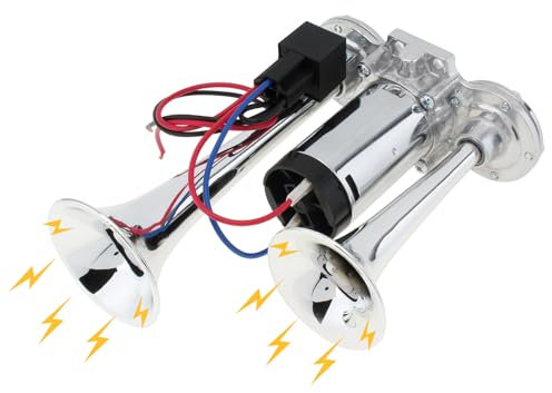 DriSentri 12V Air Horn for Truck, 600DB Dual Trumpets Super Loud Electric Car Air Horn Kit with Compressor for Cars Trucks Lorry Trains Boats