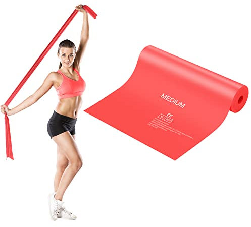 Gymnastikband 2m Lang, Starkes Widerstandsbänder Fitnessbänder Ideal für Yoga,Pilates,Krafttraining,Fitnessband für Männer Frauen-mit Trainingsanleitung[Rot]