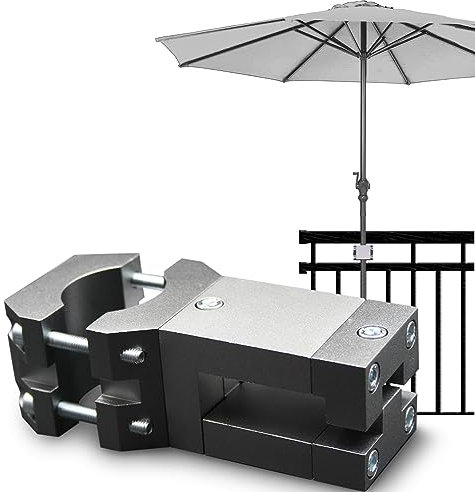 KD-TECH Stabiler Sonnenschirmhalter - Sonnenschirmständer für Balkon eckige Geländer - sichere Sonnenschirmbefestigung ohne Bohren