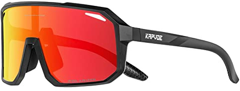 KAPVOE Fahrradbrille Polarisiert Herren Damen Sonnenbrille Sportbrille Radbrille Sportsonnenbrillen Radsportbrille Radfahren MTB Brille Rennrad Triathlon Laufen Wandern Volleyball Bergsteigen 01