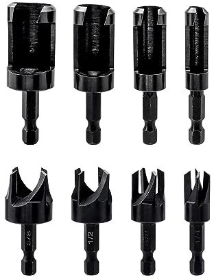 Bestgle 8 Pcs Cortadores de Madera de Vástago Hexagonal, Broca para Taladro de Madera 5/8 1/2 3/8 1/4 con Revestimiento de Titanio de Carpintería Biselado Brocas