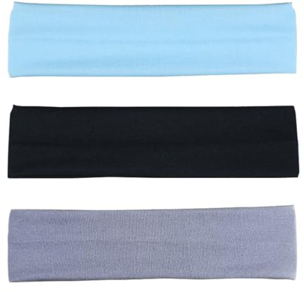 JRYXDS 3 Stück Stirnbänder Sport Headbands Stretchy rutschfeste Feuchtigkeit Wicking Für Jogging Yoga Radfahren Fitness (Schwarz, Grau, Blau)