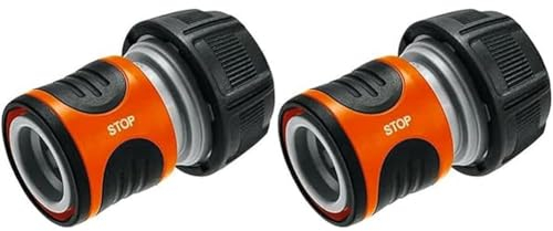 Gardena Wasserstop 19 mm (3/4 Zoll): Steckverbinder mit Aquastop, für Schlauchende, Powergrip, gerillte Griffmulden, simpler Wechsel, verpackt (18214-20) (Packung mit 2)