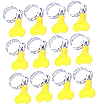 Artibetter 100pcs Stainless Steel Hose Clamp Yellow Handle for Home Use for Indoor Outdoor Pipe and Tube Clamping