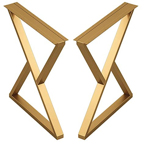 Tischbeine aus Metall, 70 cm, 100 cm, robuste industrielle Möbelbeine, Tischbeine, Stehtischbeine, Schreibtischbeine, 2 Stück DIY-Möbelfüße, mit Verstellbarer Basis, Gold-40 × 100 cm/15,7 ×