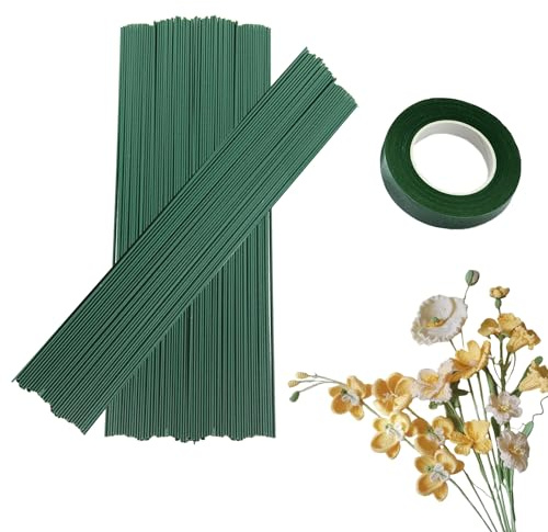 GZGXKJ Blumenstamm Draht Grün 100 Stück 300x2mm Floristik | Für Die Herstellung Von Blumenbasteleien, Blumenarrangements Und DIY Sträußen