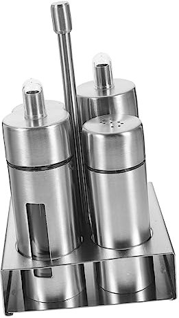 FUNOMOCYA Saleros De Acero Inoxidable 304 Tapa Giratoria, Botellas Para Almacenar Pimienta y Sal, Tarros De Condimentos Multiusos, Juego De 4 Piezas, Utensilios De Cocina Portátiles Para Uso Doméstico