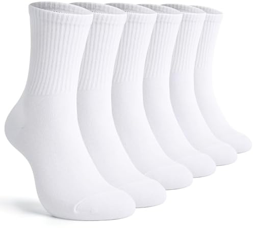 TUUHAW Tennissocken Herren 39-42 Weiß Socken Damen 39-42 Socken Herren Sportsocken Wandersocken Laufsocken Baumwolle Herrensocken Damensocken Frotteesocken 6 Paar