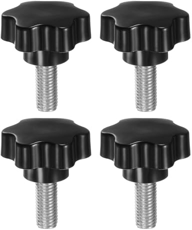 QUARKZMAN 4 Stück Rändelschrauben mit Sterngriff M12 x 30mm x 46mm Sterngriffschraube Kunststoff Knopf Edelstahl 304 Gewindebolzen Klemmschraube Sterngriffmutter Klemmknopf für Maschine
