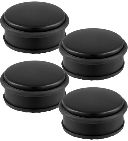 FUNSUEI 4er Set Türstopper Boden Edelstahl, 1kg Schwarz Schwerer Türstopper Metall mit Gummiring, Bodentürstopper Edelstahl Tür Stopper Boden, 10 x 4,5 cm