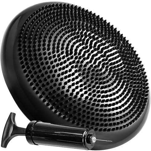 Retoo Ballsitzkissen mit Pumpe, Balancekissen 33cm, Luftkissen Sitzkissen Rückenschmerzen, Stärkung der Muskulatur, Verbesserung der Körperhaltung, Büro Zuhause Fitness, Schwarz