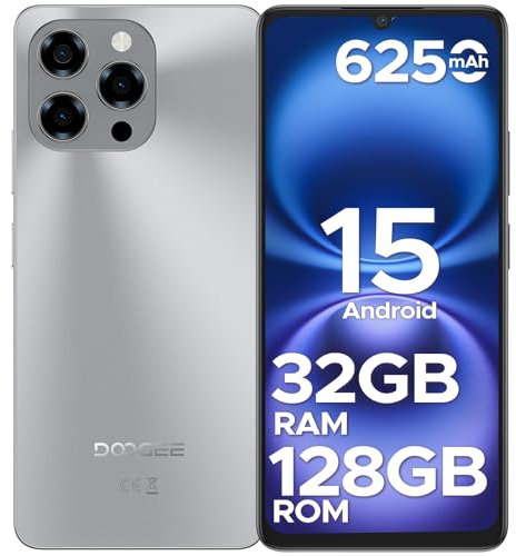 DOOGEE Note 58 Smartphone Android 15, 32 Go RAM+128 Go ROM/TF 2TB, Batterie 6250mAh, UNISOC T7520,Ultra-mince 8,6 mm,6.75'' HD, Telephone Portable Caméra AI 16MP, NFC/Widevine L1/Dual Nano SIM/Face ID