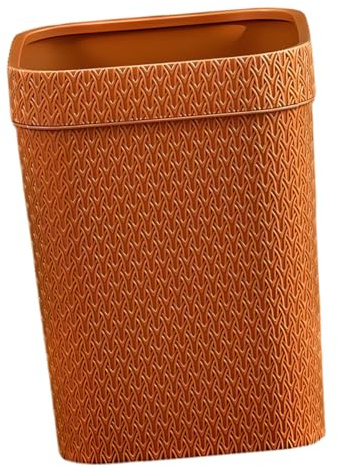 BUGUUYO Poubelle Tressée Design Rustique sans Couvercle Imitation Rotin et Anneau de Pression en Pp Couleur Orange Cuisine et Maison