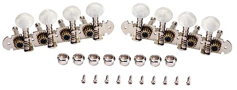 Gc602 Guitar Machine Heads 2pcs 4l and 4r round Button | Silver Metal Replacement Set, for Electric Guitar Strings, Compact Tuner Pair with Matching Left and Right Layout