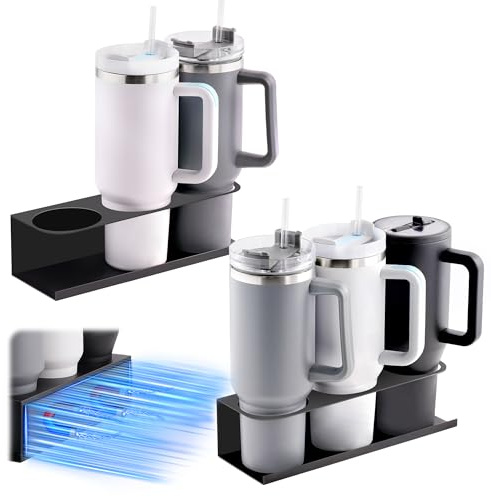 2 Pack Strong Magnetic Cup Holder for Stanley 30 & 40 oz Tumbler - Heavy Duty Magnet - Water Bottle Organizer for Fridge, Cabinet, Office - Fit Stanley Cup Accessories
