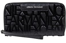 Armani Exchange Portafoglio da donna Essential, Liz, Pebble, logo Embossed Accessory-Travel Wallet, nero, Nero, taglia unica