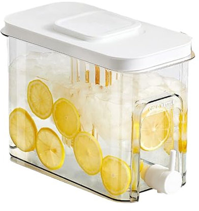 Beverage Dispenser - White Water Container with Spigot | Beverage Drink Dispenser for Parties | Enjoy Your Favorite Refreshing | Leakproof Kitchen Counter Water Dispenser Ice Tea Pitcher for Fridge