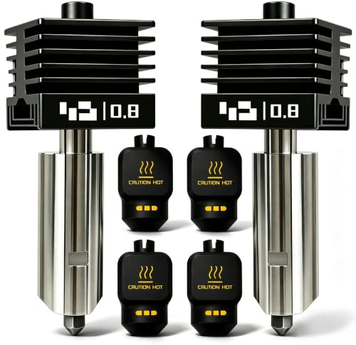 HzdaDeve Lot de 2 têtes d'impression combo Hotend 0,8 mm P2S/H2D/H2S - Kit d'extrudeuse de mise à niveau - Buse en acier trempé à haute température avec 2PCS chaussettes de protection en silicone