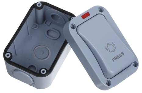 CLISPEED Campanello da Esterno Interruttore a Pulsante da Parete in Abs con Pulsante Rettangolare e Luce Indicatrice per Garage e Magazzino